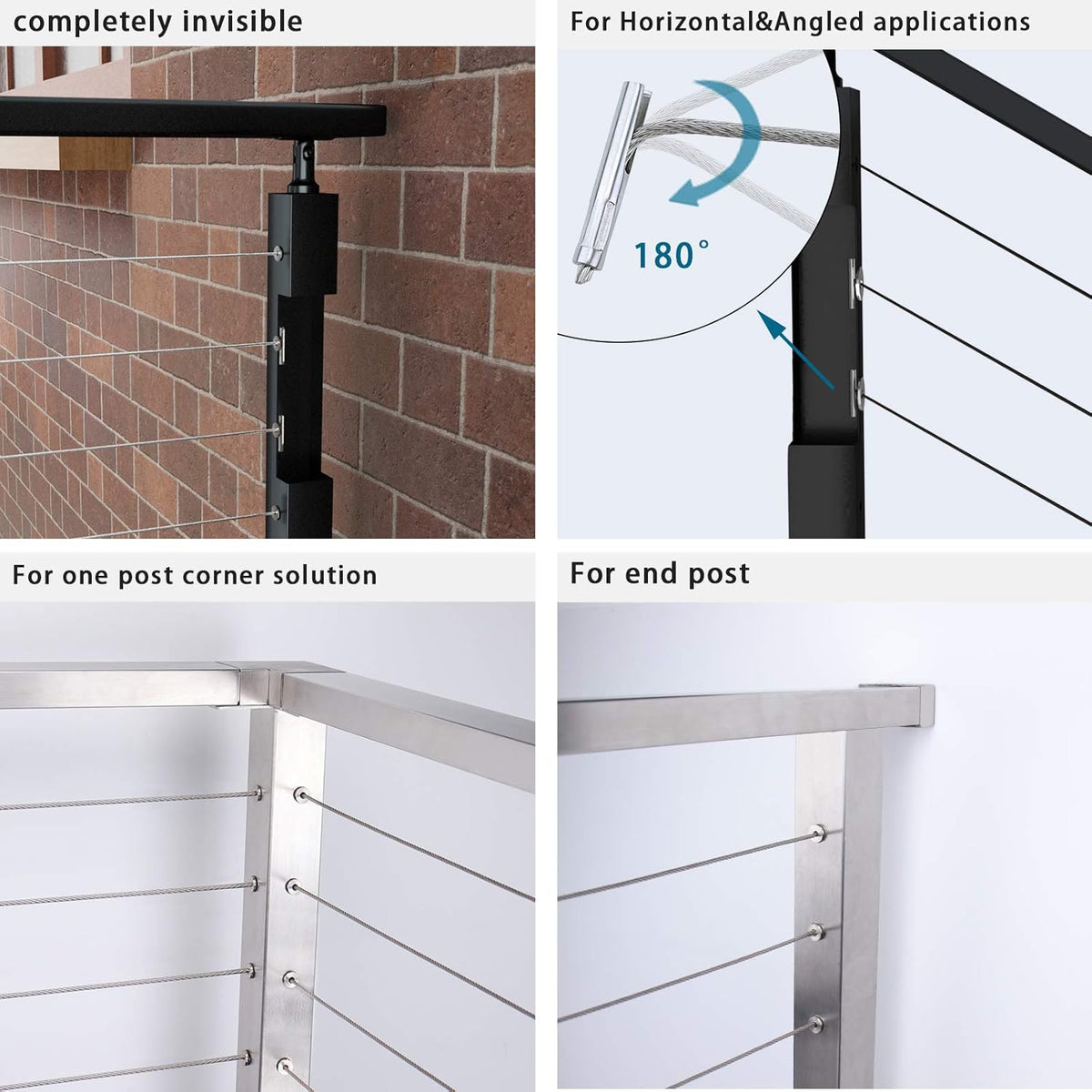 20 Pack 1/8 Invisible Cable Railing Kit T316 Stainless Steel I4172