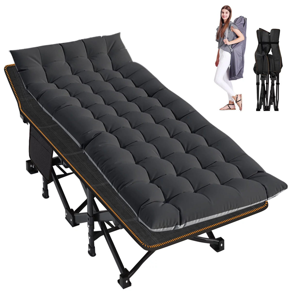 Portable Folding Bed with Mattress and Carry Bag E925591