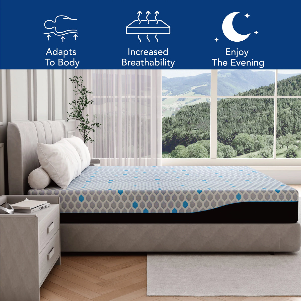 Charcoal 10 inch Gel Memory Foam Mattress O657329