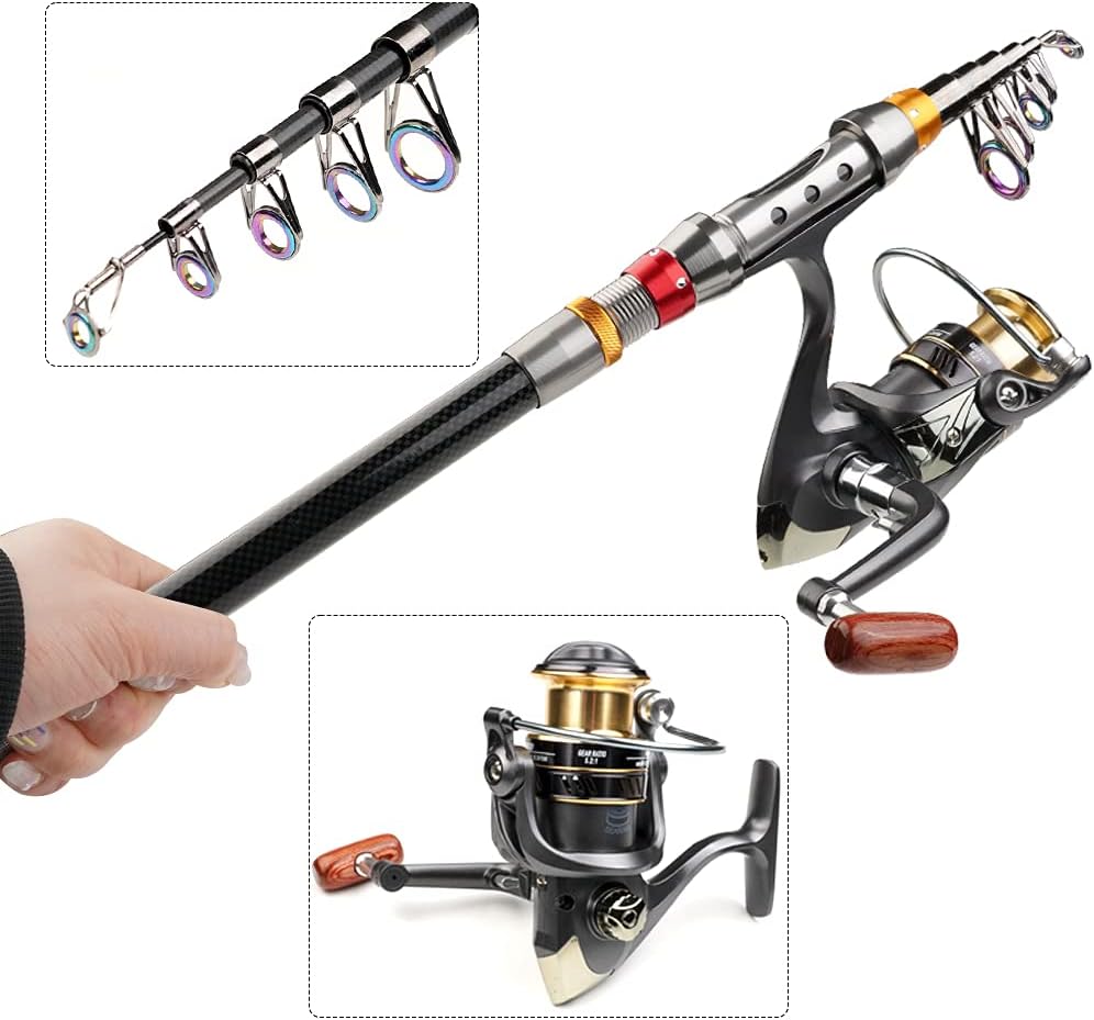 Telescopic Fishing Rod Combos with Spinning Reels and Carrier Bag N760