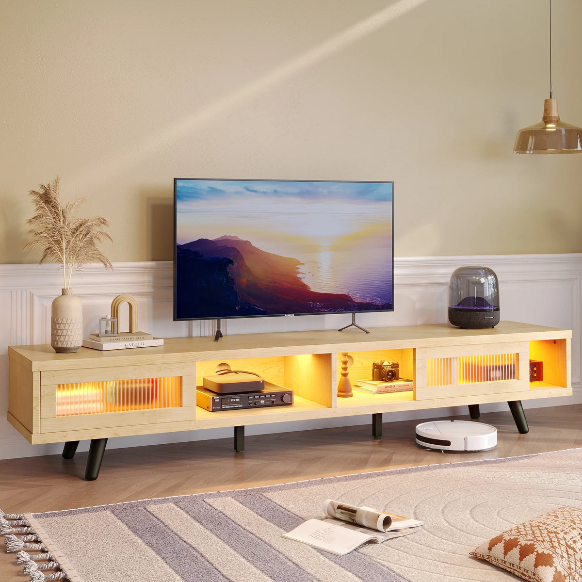 70 LED TV Stand with Sliding Glass Door Q99749