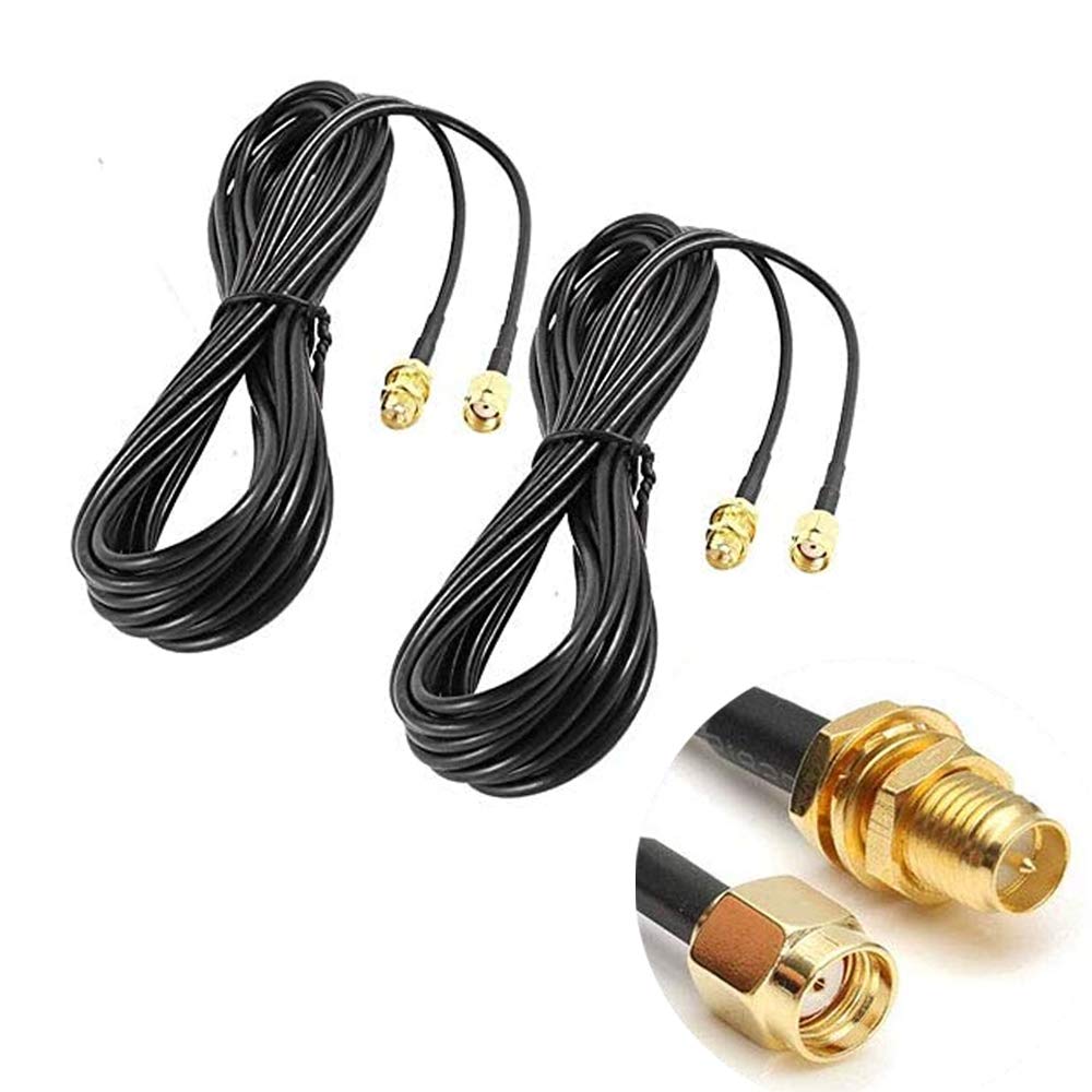 2Pack 33ft WiFi Antenna Extension Cable RP-SMA Male to Female Connector L8010