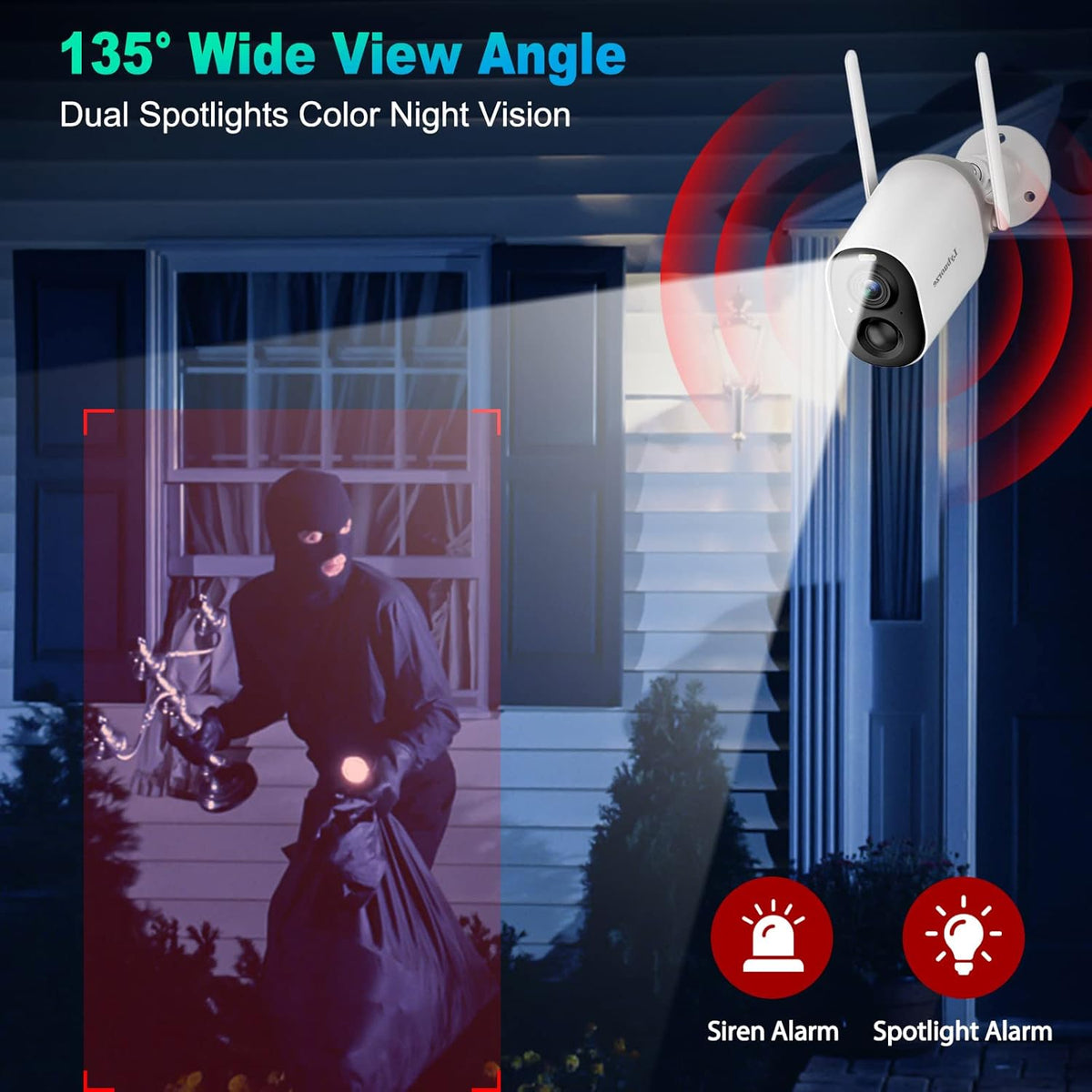 Wireless Outdoor Security Camera with Color Night Vision F675777