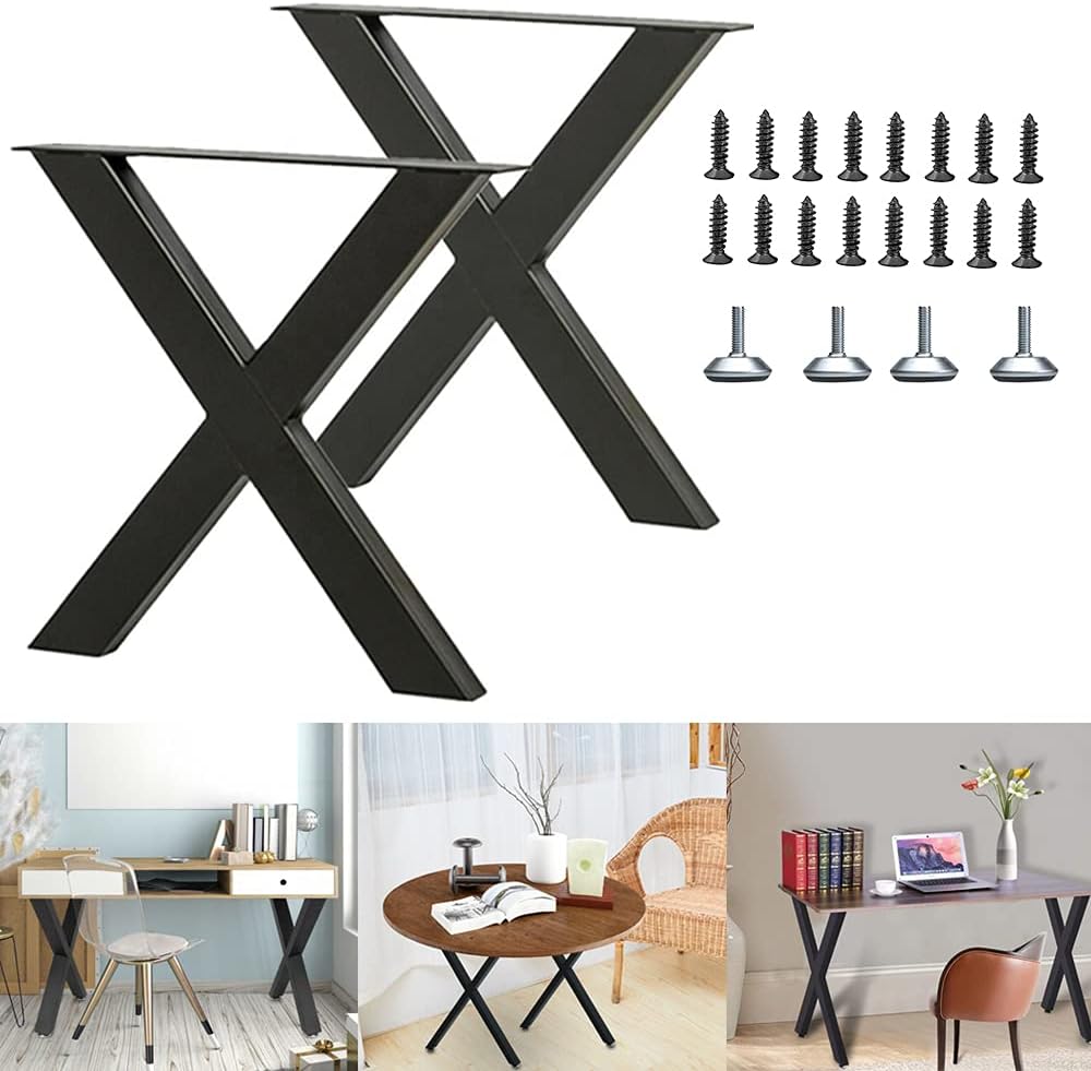 Metal Table Legs, 2 Pcs Heavy Duty Square Tube Desk Legs U2216