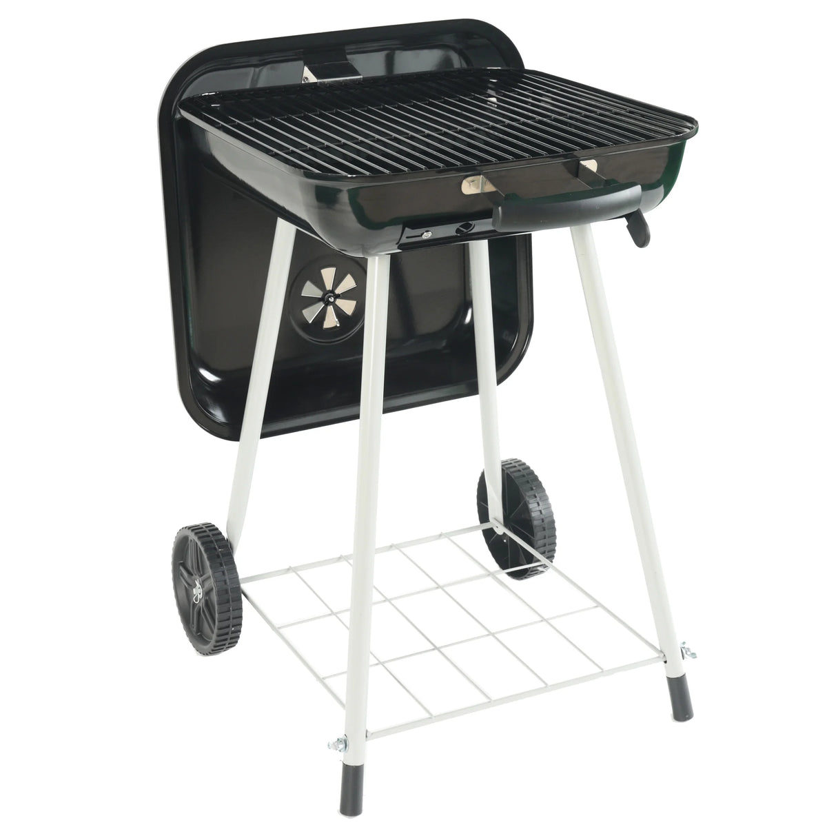 Square Steel Charcoal Grill with Wheels, Black U261
