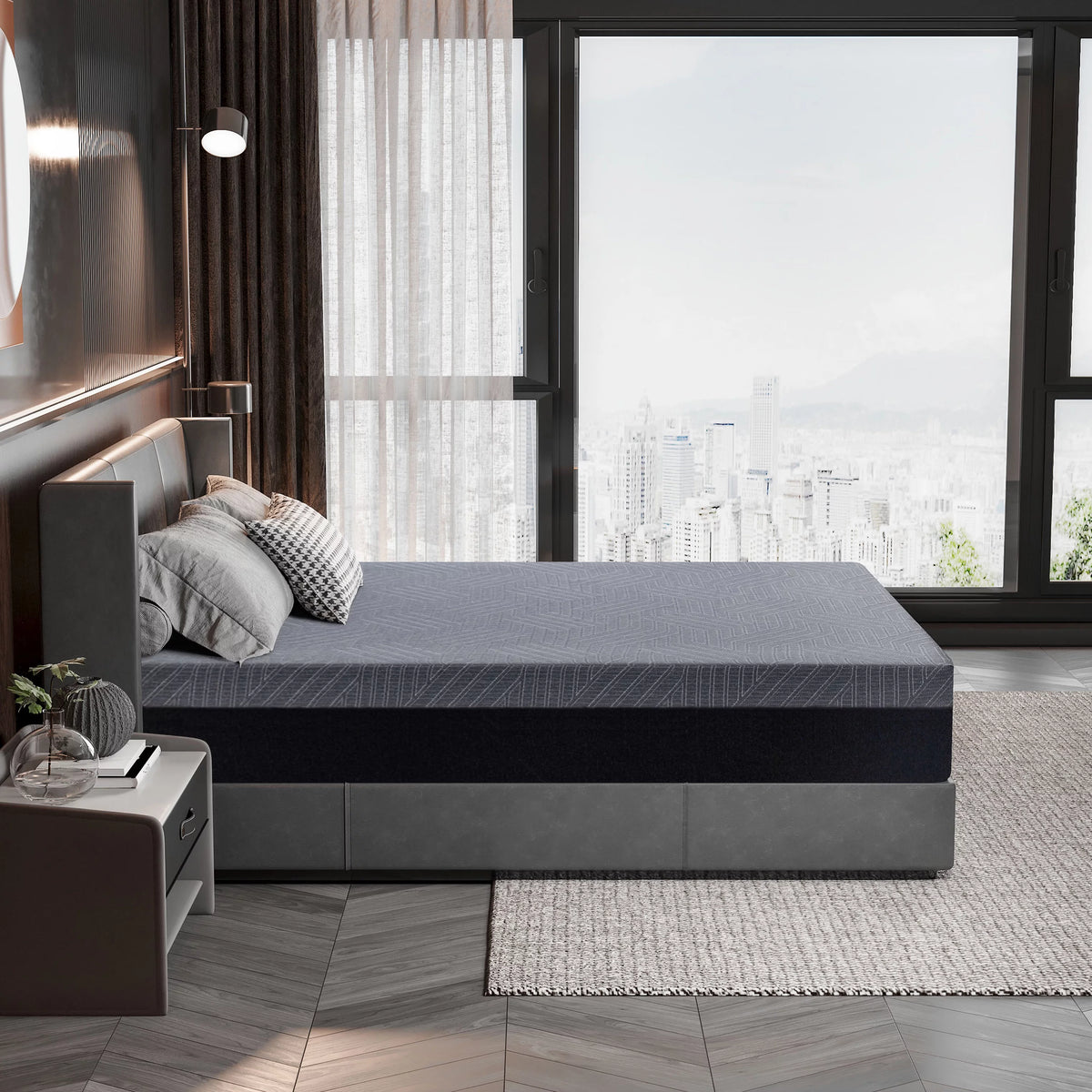 Black 10 inch Gel Memory Foam Mattress U48443