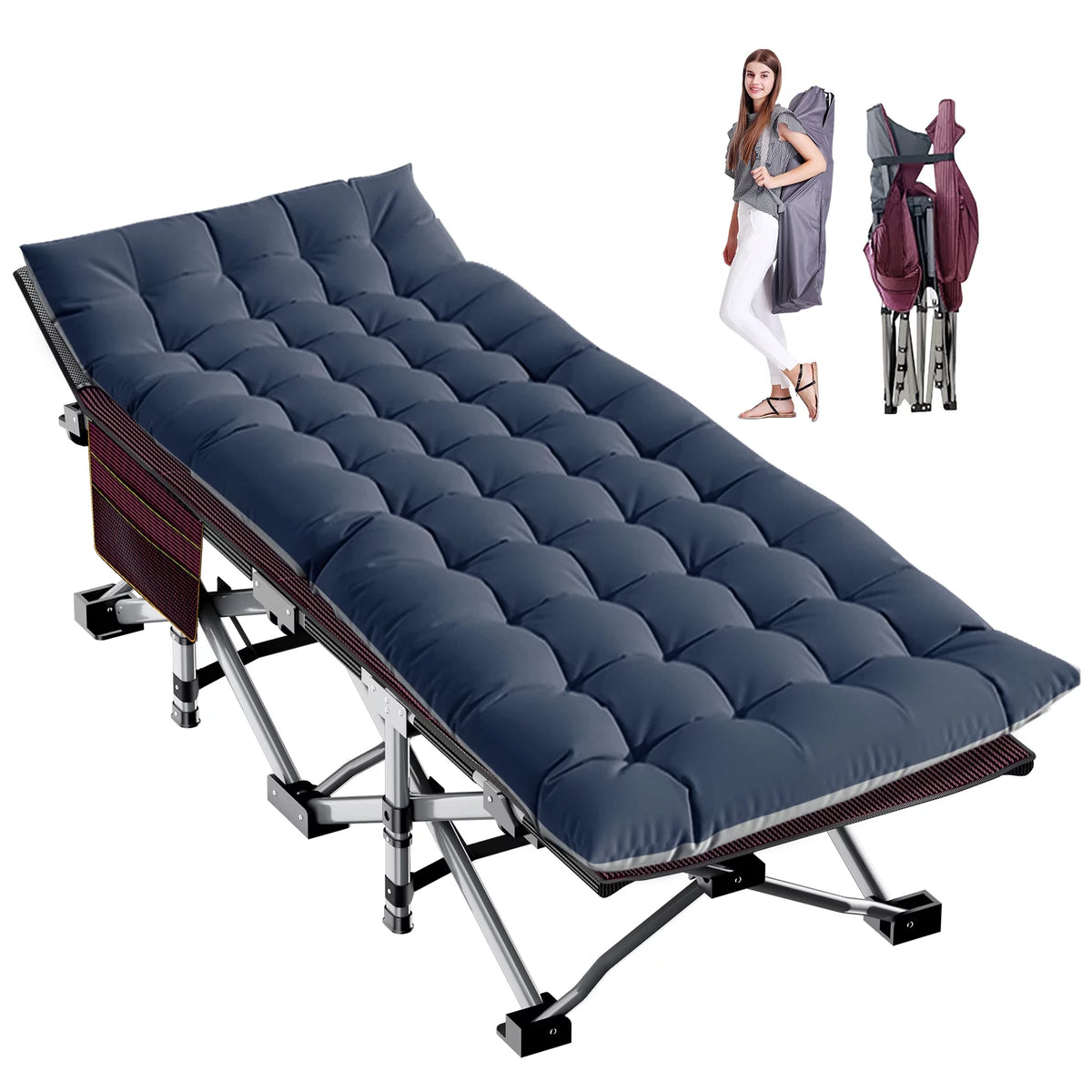 Portable Folding Bed with Mattress and Carry Bag E925591