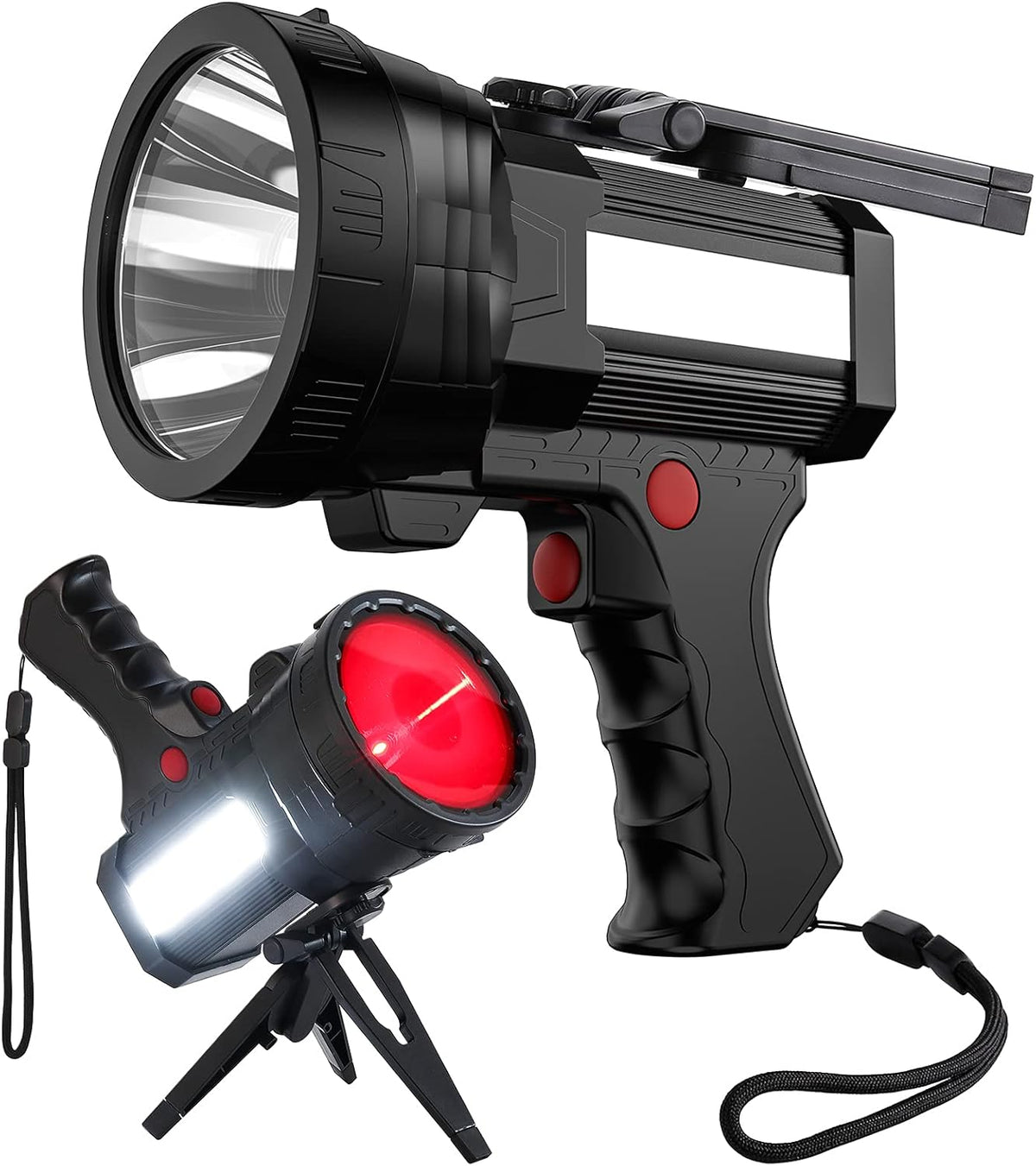Rechargeable 100000 Lumens LED Spotlight with Red Lens S350164