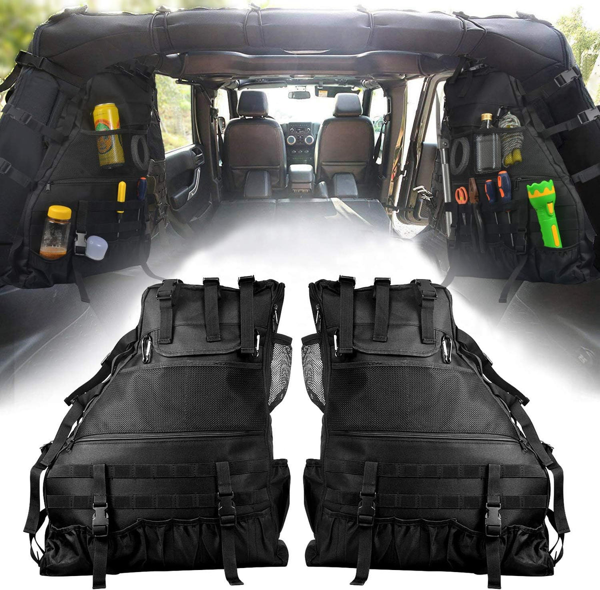 Roll Bar Storage Bag Cage with Multi-Pockets & Organizers X50949