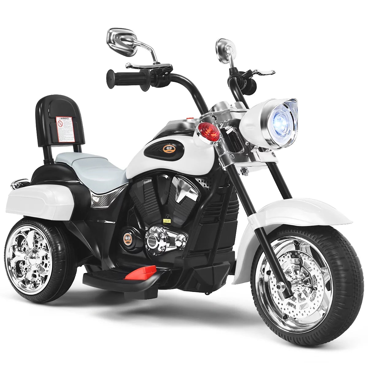 3 Wheel Kids Ride On Motorcycle 6V Battery Powered White Q474728