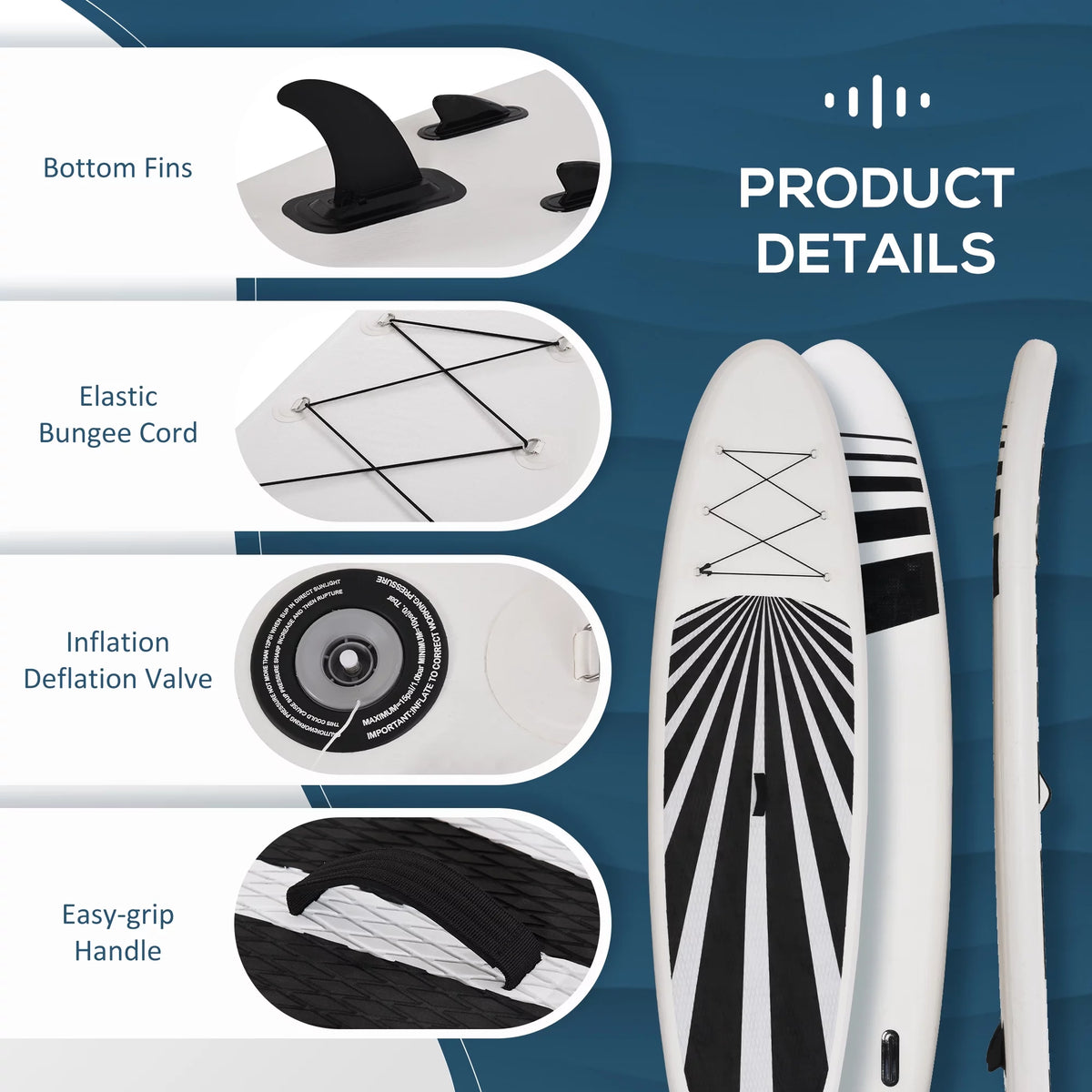 Blue Inflatable Stand Up Paddle Board with Non-Slip Deck Pad H196