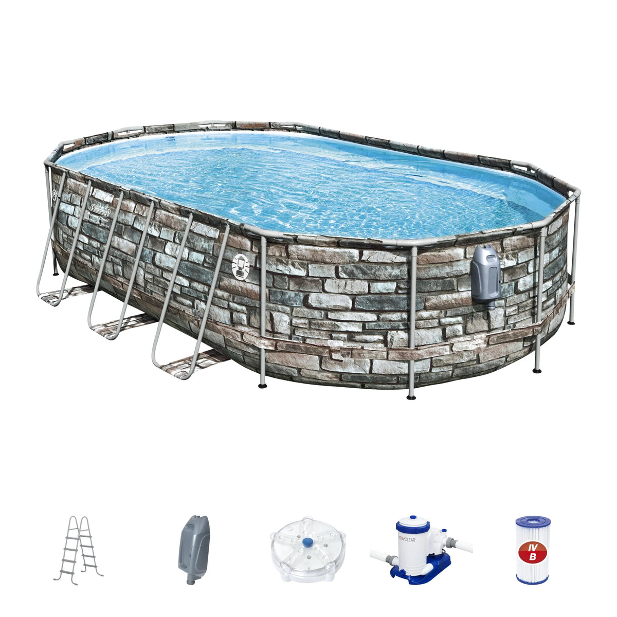 Coleman 20' Power Steel Comfort Jet Oval 48 Deep Metal Frame Above Ground Pool L561