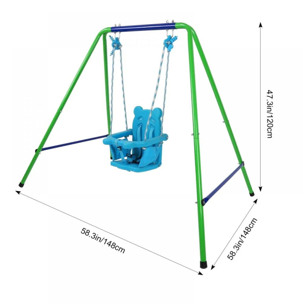 Folding Heavy Duty Toddler Swing Set with Baby Seat A72153
