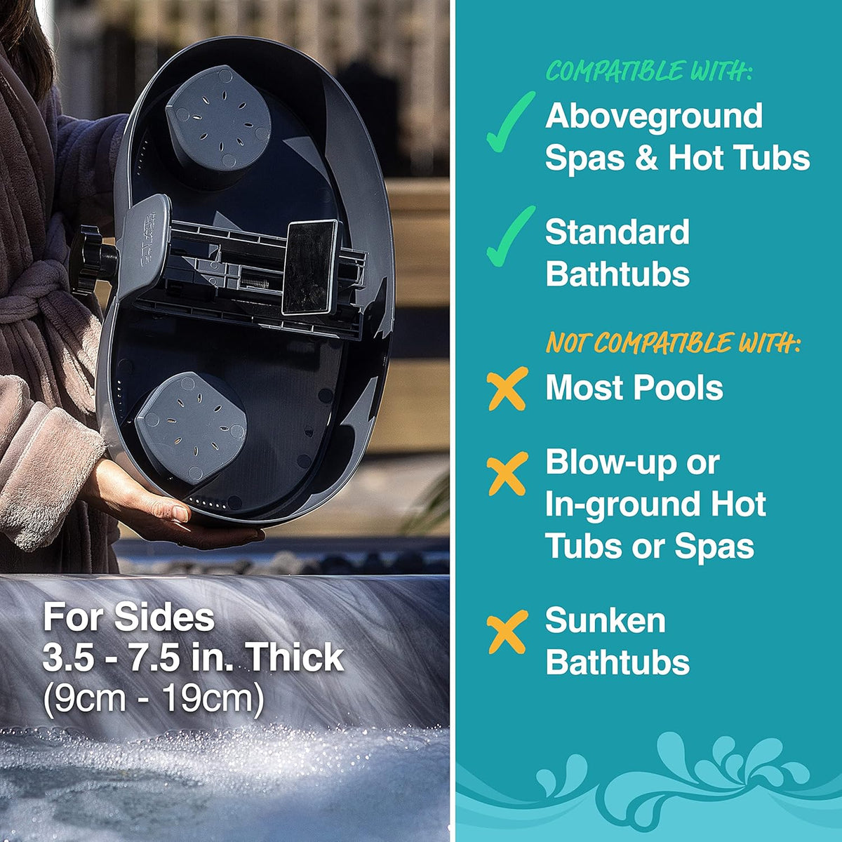Adjustable Hot Tub Table Tray with Cup Holders O49640