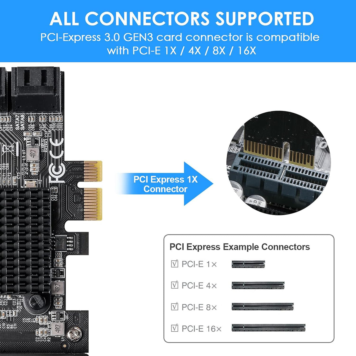 PCIe SATA Card 8 Ports Expansion Card R97114