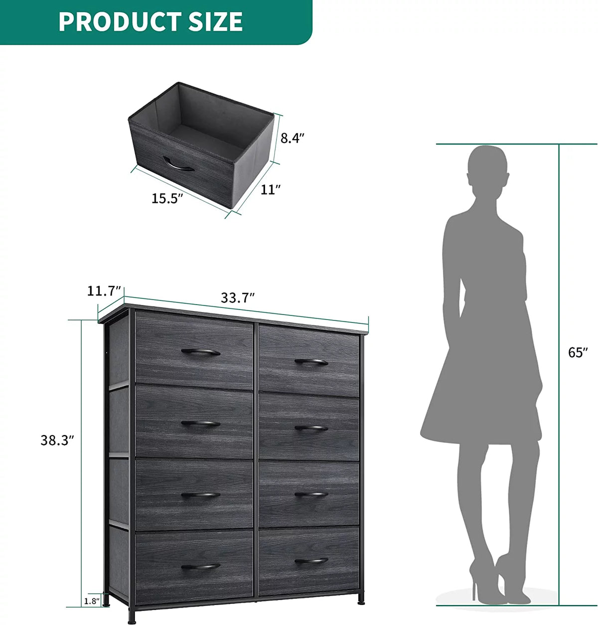 8 Drawer Fabric Storage Dresser A5561