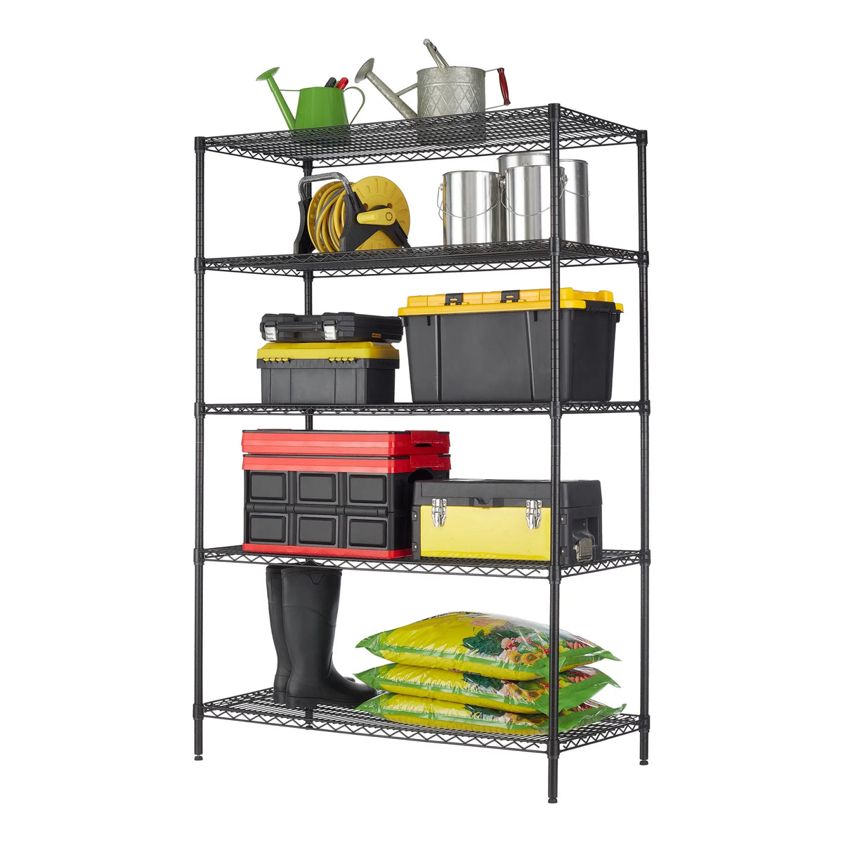 Steel 5-Tier Storage Shelf Unit Black T407