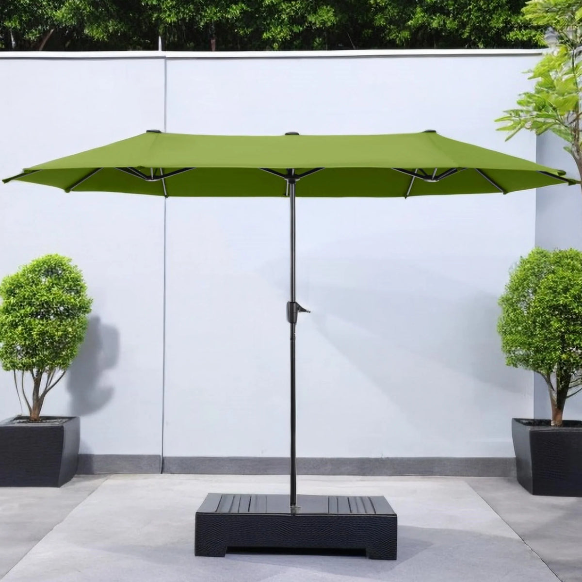 13x6.5ft Double-Sided Outdoor Patio Umbrella with Crank Handle, Beige J753
