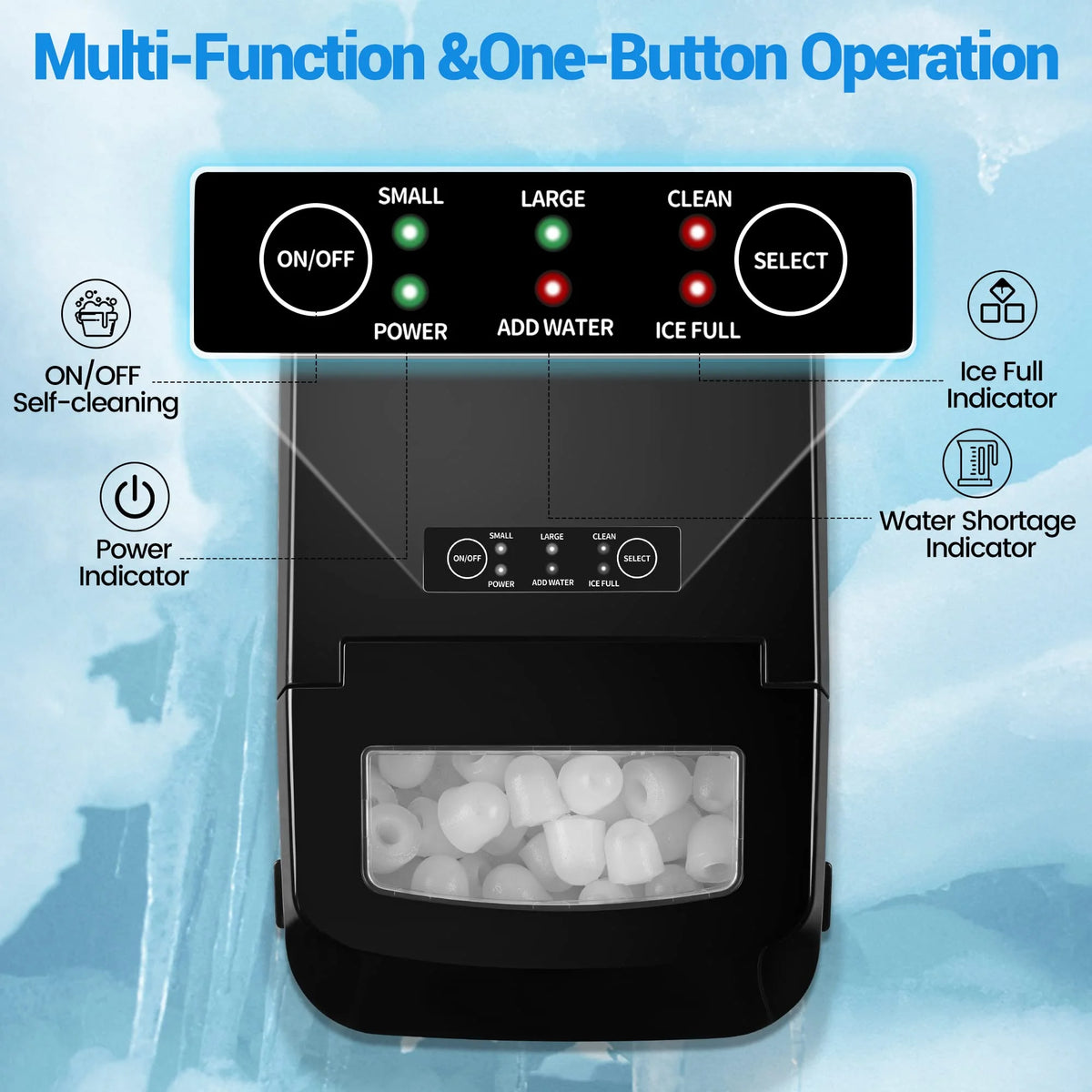 Portable Ice Maker with Ice Scoop and Basket D6415