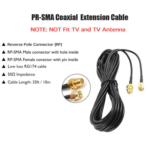 2Pack 33ft WiFi Antenna Extension Cable RP-SMA Male to Female Connector L8010