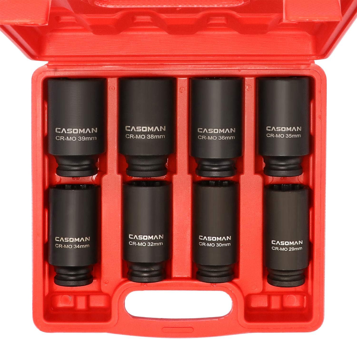 1/2-Inch Drive Deep Spindle Axle Nut Impact Socket Set, 12 Point, Metric, CR-MO, 8 Piece T3308