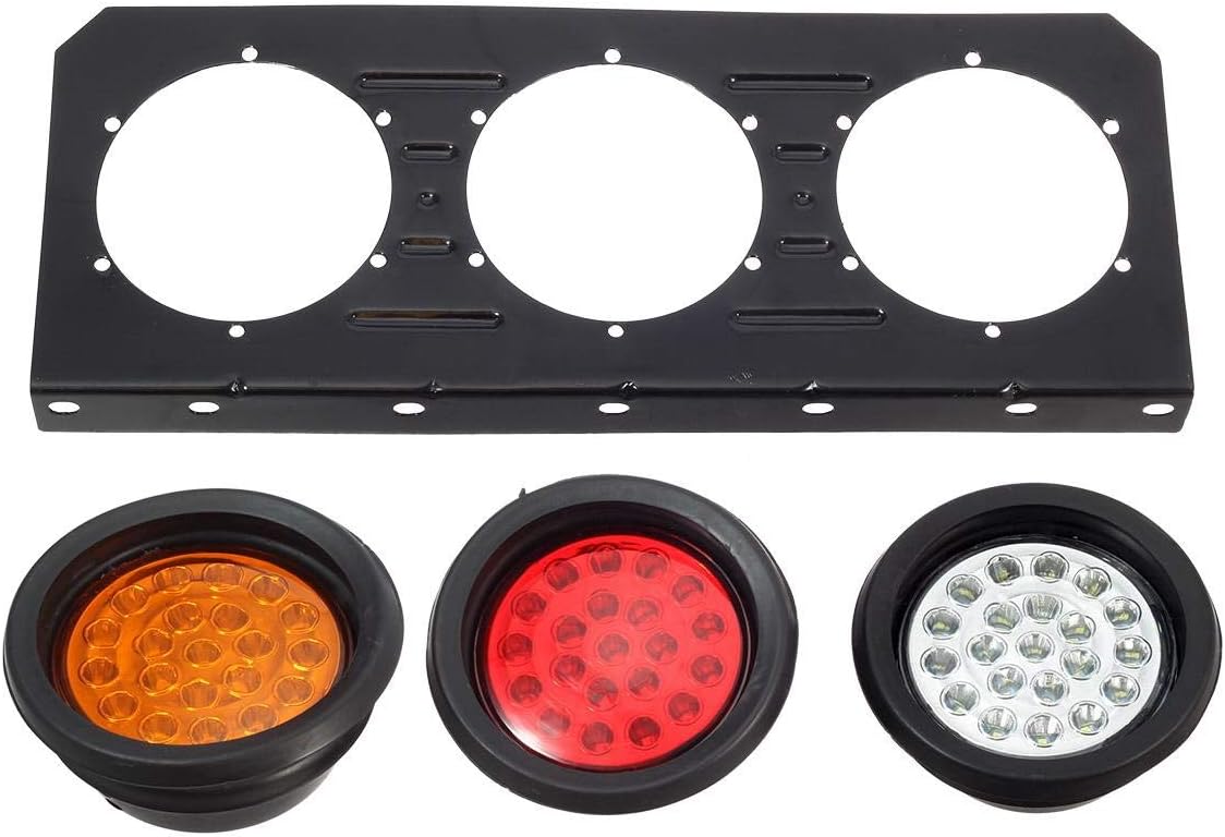 63 LED Truck Trailer Tail Lights Bar Kit, Stop Turn Signal Brake Reverse Taillight, Waterproof 12V-30V 4 Inch Round, 2pcs L882