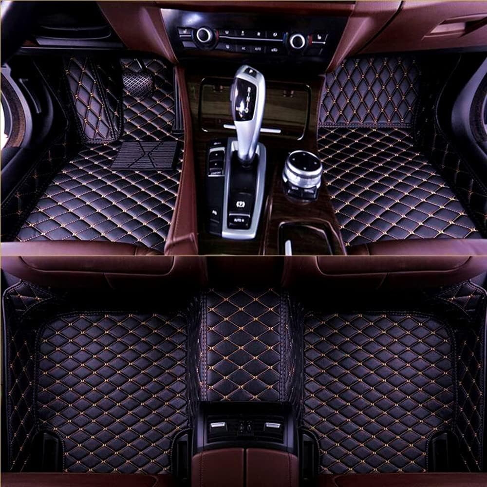 Custom Car Floor Mats All Weather Non-Slip Leather Floor Liners Black Blue U49298