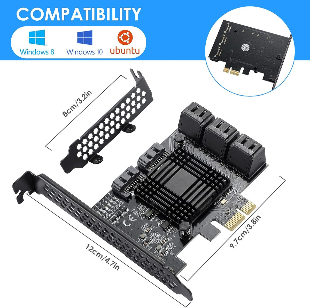 PCIe SATA Card 8 Ports Expansion Card R97114