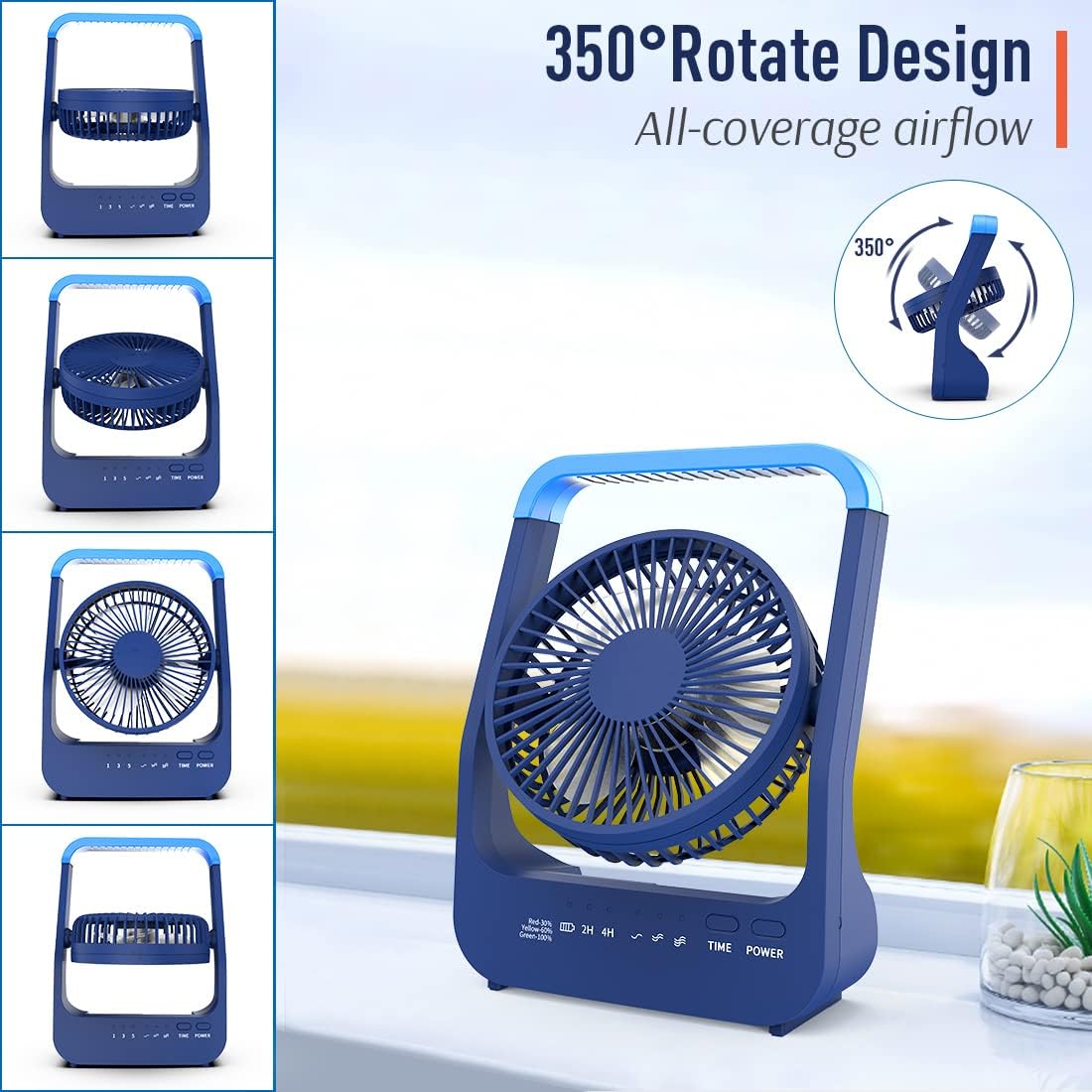 Rechargeable Battery Operated Fan 20000mAh 3 Speed 360°Rotation Y616966