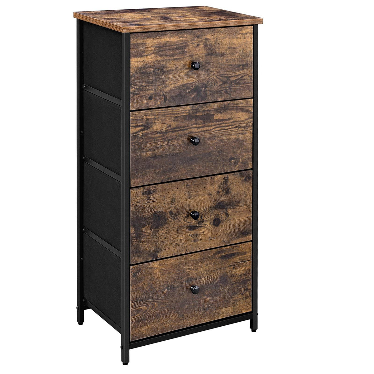 Rustic 4 Drawer Dresser with Wooden Top and Metal Frame N33018