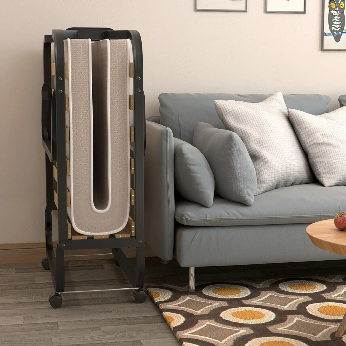 Folding Bed with Memory Foam Mattress Metal Guest Bed A64044
