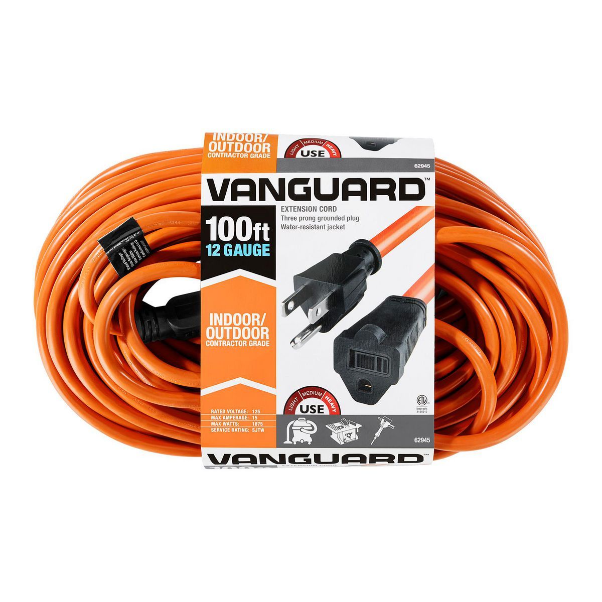 100 ft. 12/3 Gauge Outdoor Extension Cord, Orange B47310