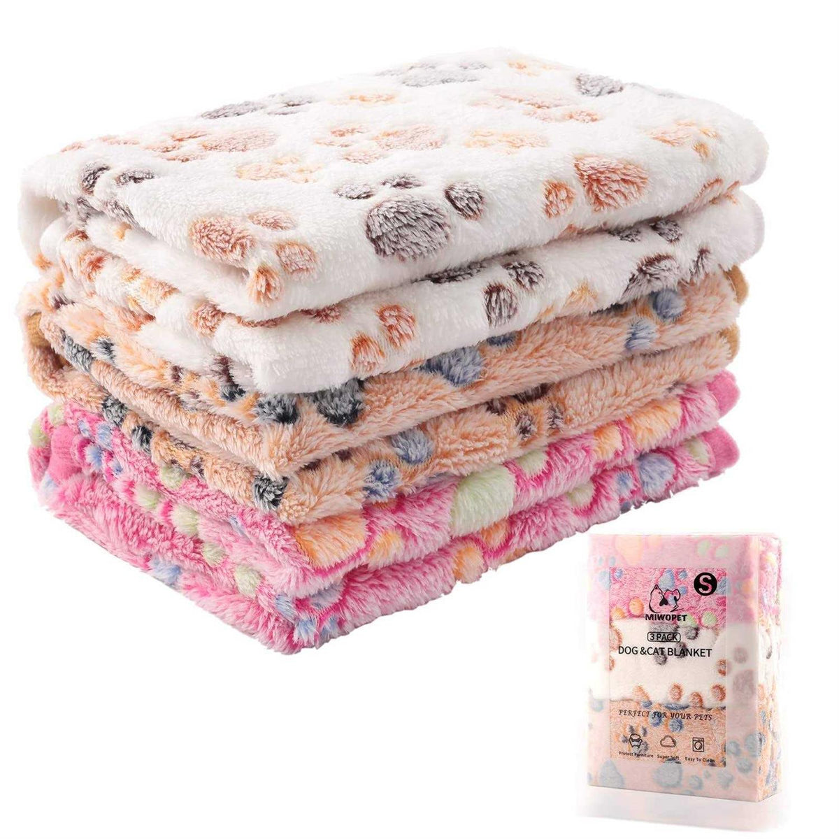 3 Pack Soft Warm Fleece Flannel Pet Blanket Y171842