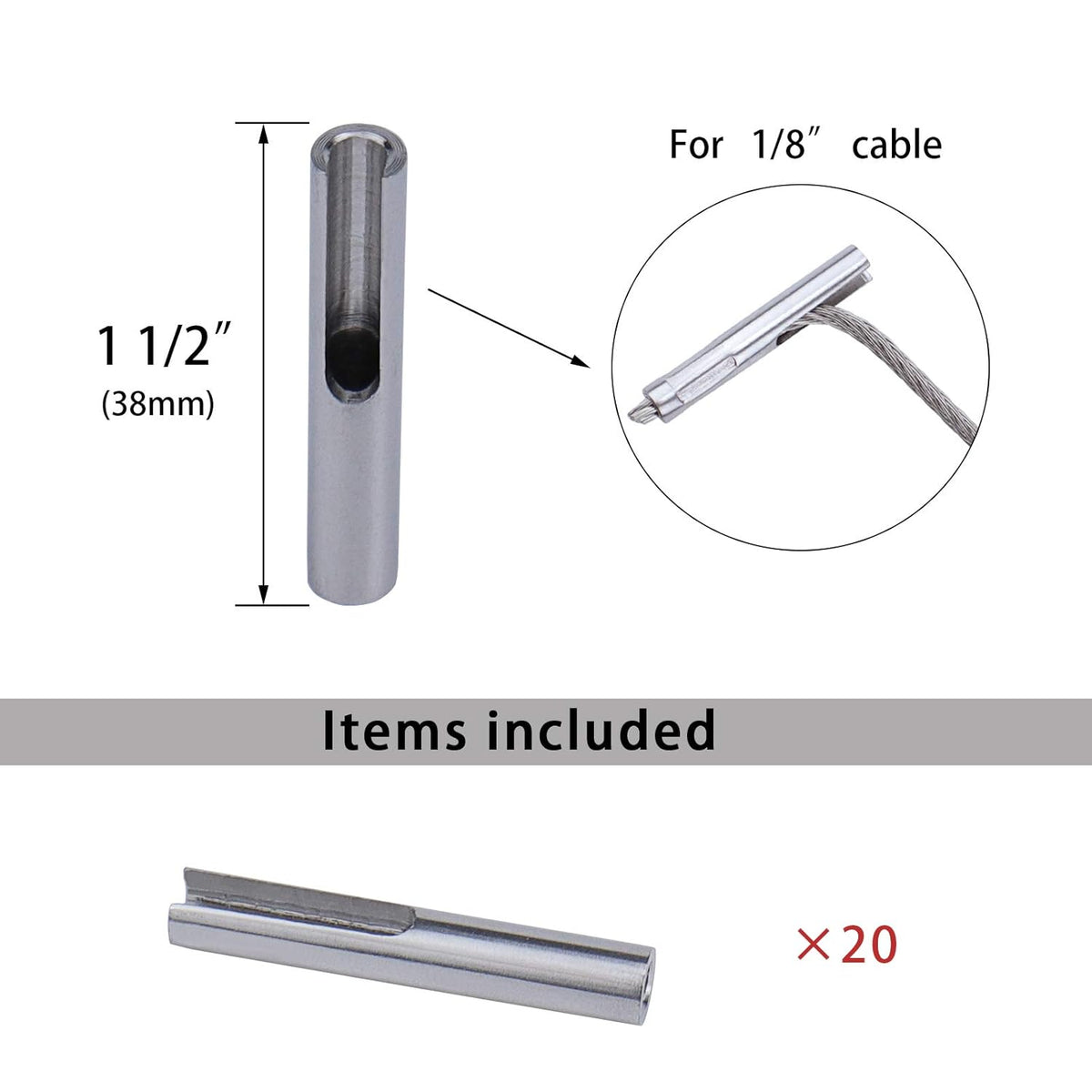 20 Pack 1/8 Invisible Cable Railing Kit T316 Stainless Steel I4172
