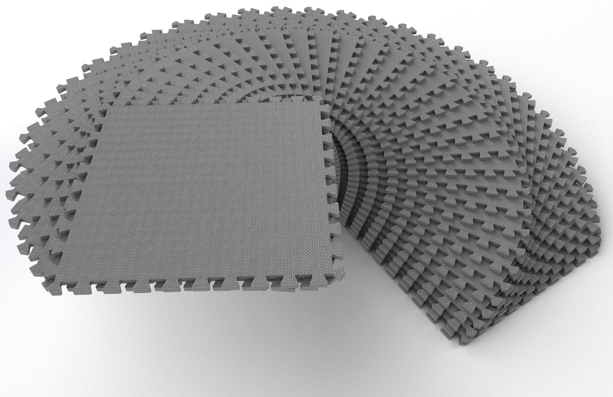 1 In. Thick EVA Foam Interlocking Exercise Mat, 18 Piece, Black Q8590