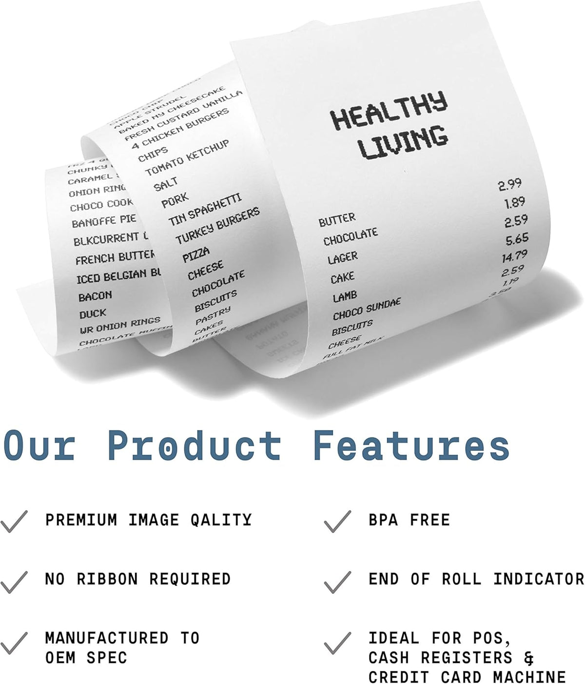 3 1/8 X 119' 50 Rolls Thermal POS Receipt Paper Roll BPA Free M279719