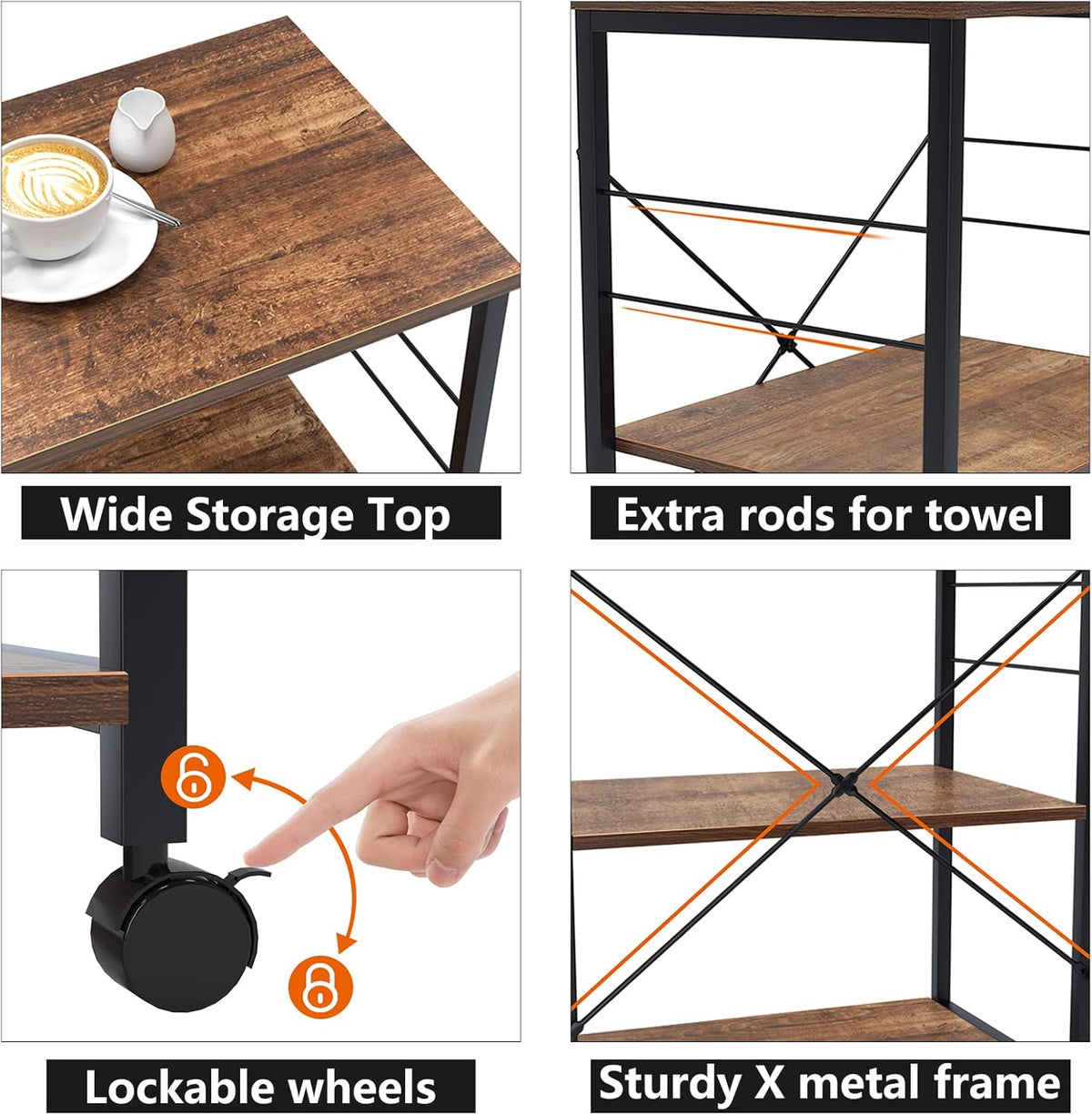 3-Tier Kitchen Cart with Wheels F95795