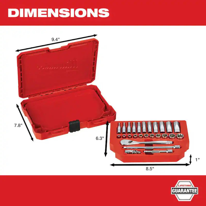 1/4 in. Drive SAE Ratchet and Socket Mechanics Tool Set (26-Piece) E884128