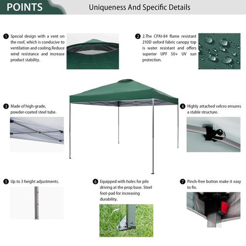 10x10ft Blue Pop-up Canopy Tent with Wheeled Bag B3105