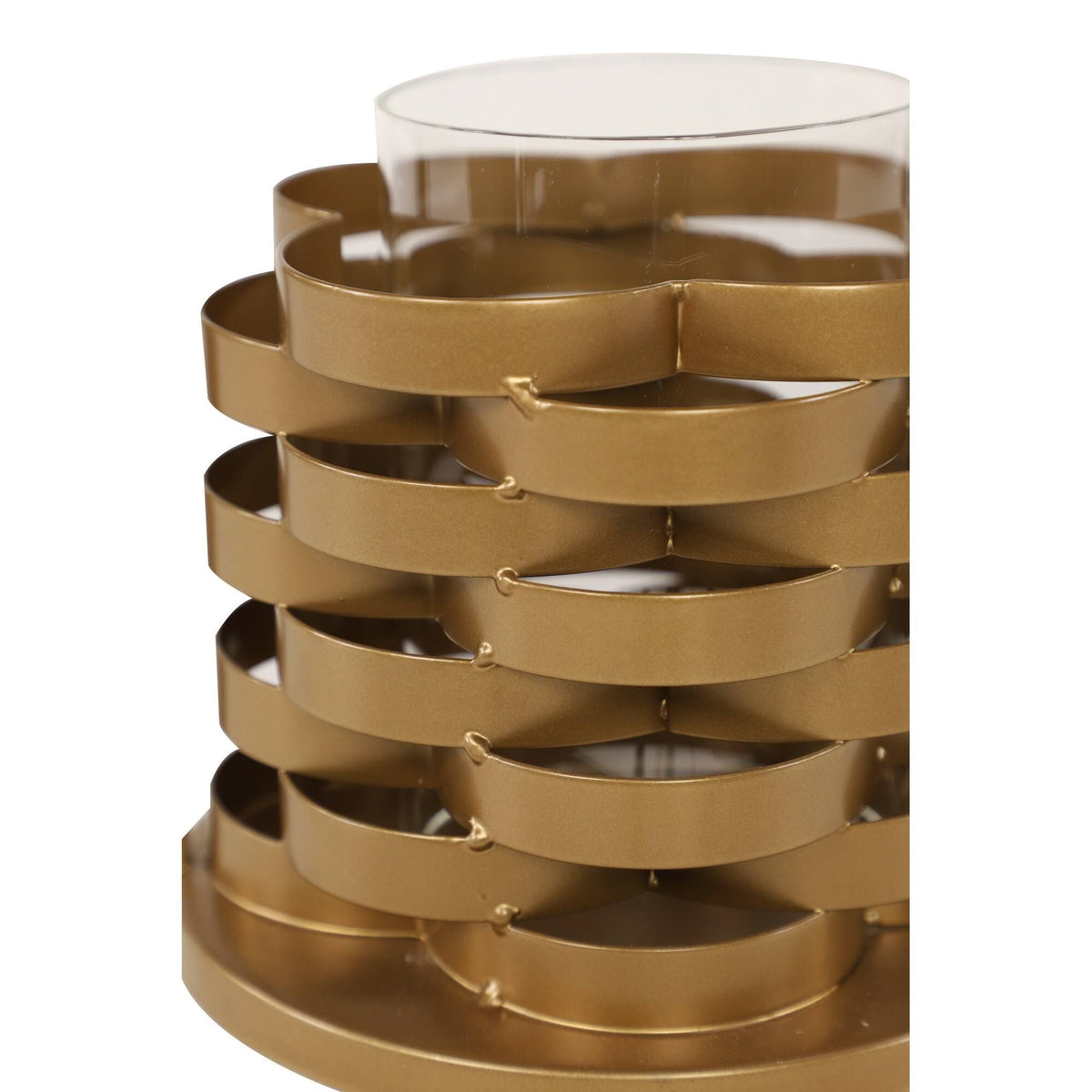 Gold and Clear Glass Hurricane Candle Holder N451914
