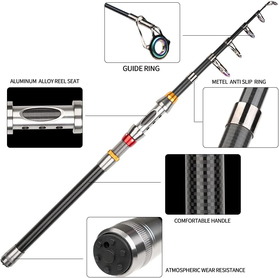 Telescopic Fishing Rod Combos with Spinning Reels and Carrier Bag N760