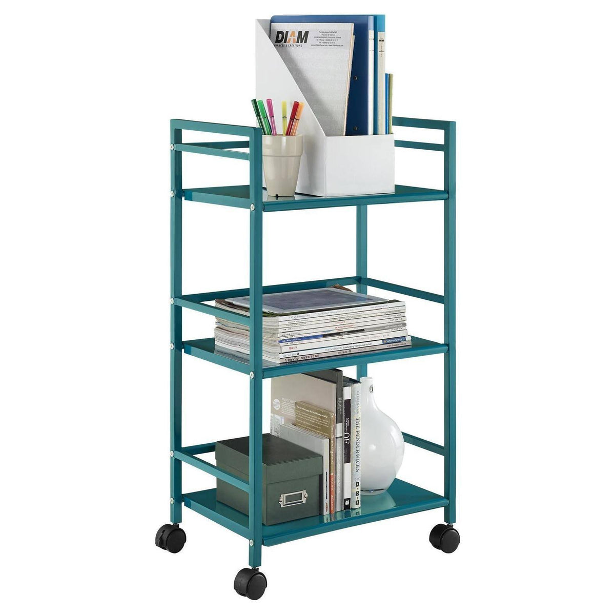 3 Shelf Metal Rolling Utility Cart O9190