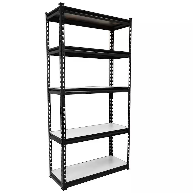 Black 5-Tier Adjustable Steel Storage Rack Shelving Unit P272