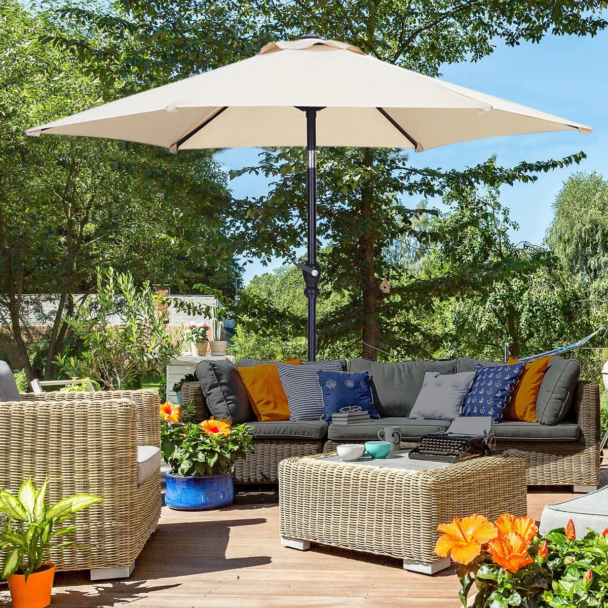 7.5FT Patio Umbrellas with Push Button Tilt and Crank M9947