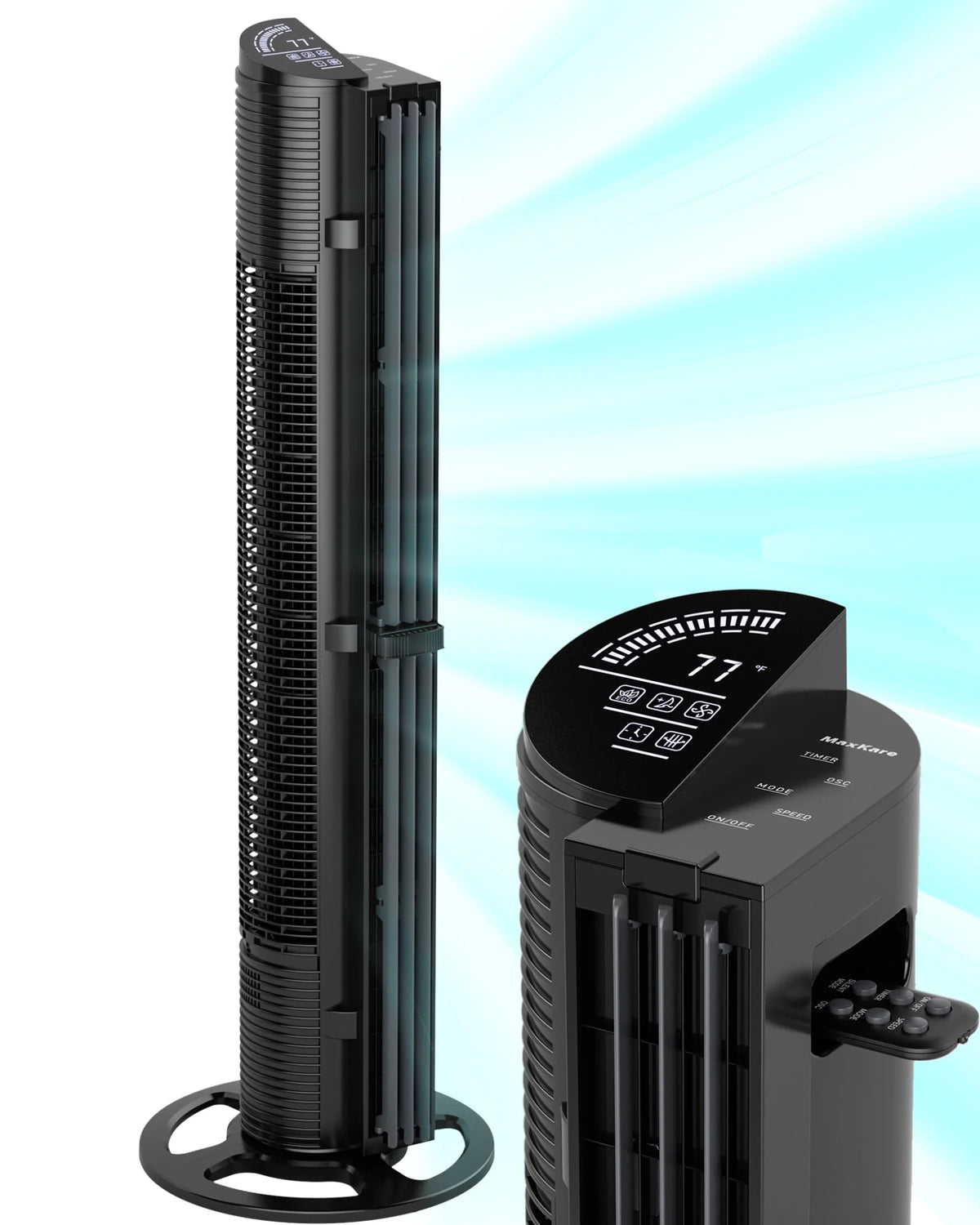 40in Tower Fan with Remote Control, 6 Speeds, Black Q44465