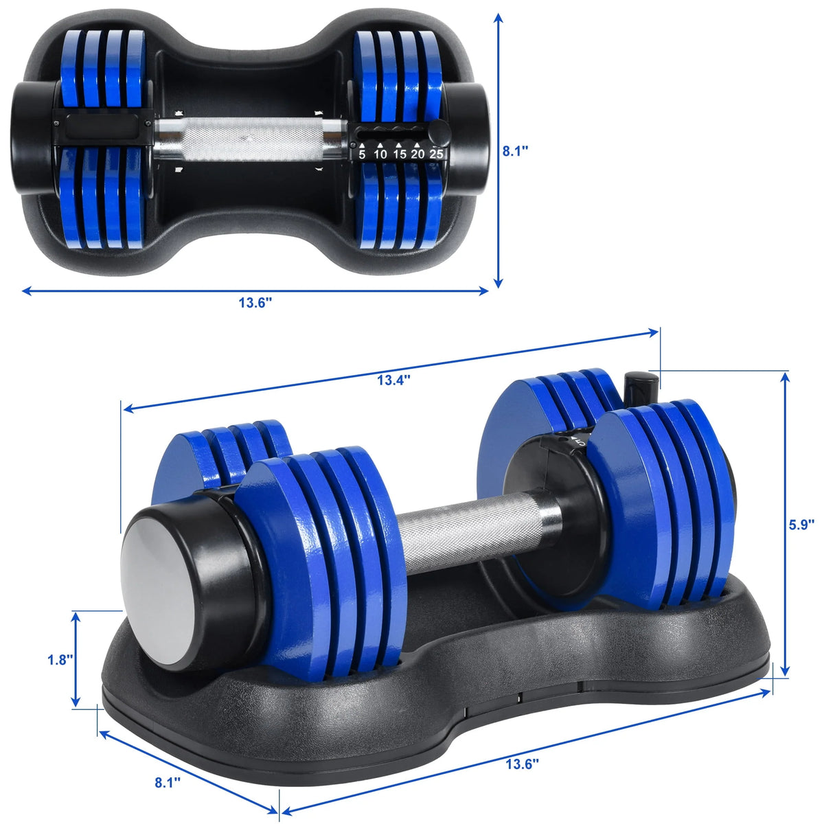 Adjustable Dumbbell 25 lbs with Weight Plate T361