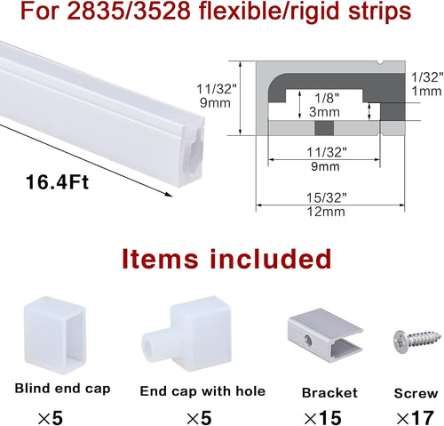 16.4Ft/5M Silicone LED Channel System IP67 Water & Dust Proof A437084