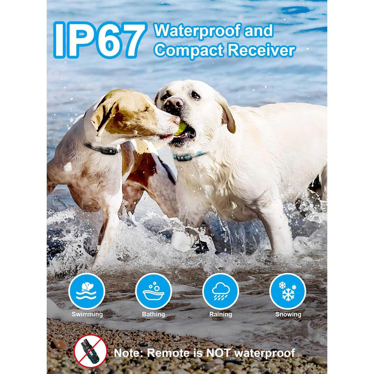 Dog Shock Collar 2 Dogs 3300 ft Waterproof Rechargeable Remote T42545