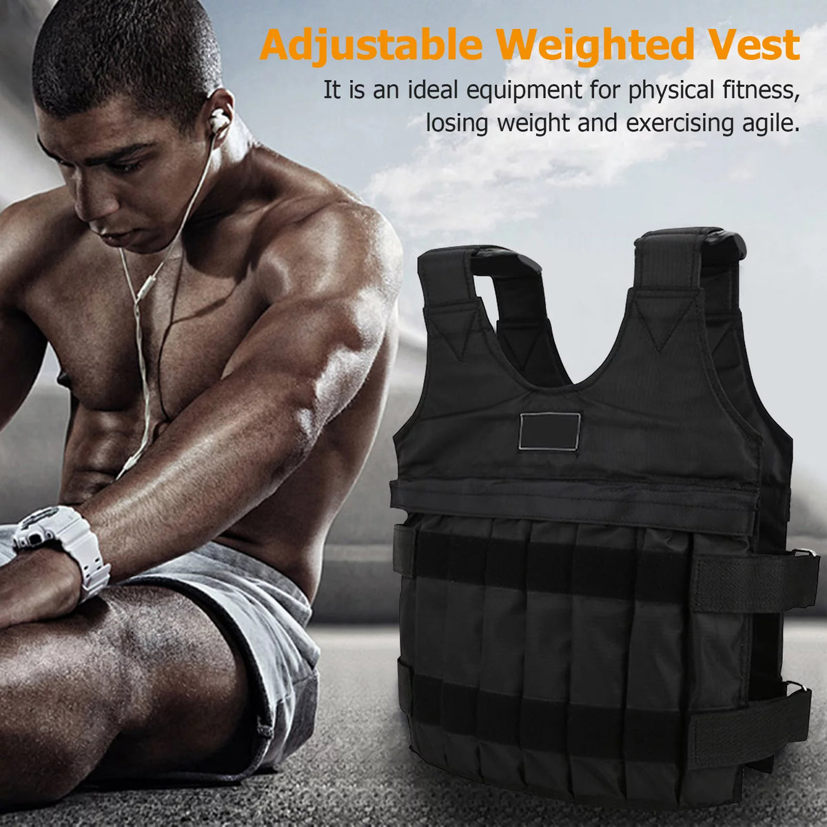 44 lb Adjustable Breathable Weighted Vest U930