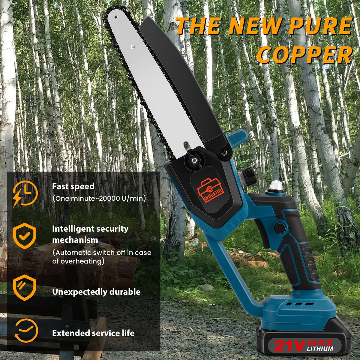 6 Inch 8 Inch Cordless Chainsaw with 2 Battery Auto-oil System W7858